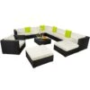 Tectake - Loungeset Las Vegas - Wicker - Zwart
