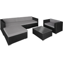 Tectake - Loungeset Milaan - Wicker - Zwart