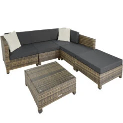 Tectake - Loungeset Incl. 2 Sets Kussenhoezen - Wicker - Naturel -VIDAXL Verkoop 1000077859 0102