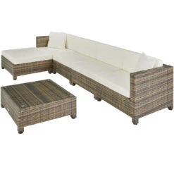 Tectake - Loungeset Incl. 2 Sets Kussenhoezen - Wicker - Naturel -VIDAXL Verkoop 1000077859 0103