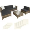 Tectake - Loungeset Incl. 2 Sets Kussenhoezen - Wicker - Naturel