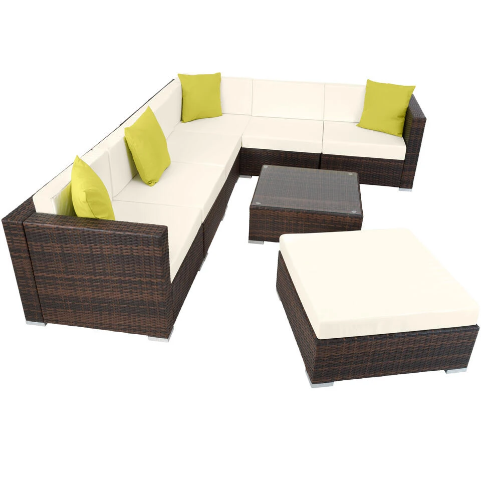 Tectake - Loungeset Marbella- Wicker Tuinset- Bruin Mix 3 Tectake - Loungeset Marbella- Wicker Tuinset- Bruin Mix - Afbeelding 3