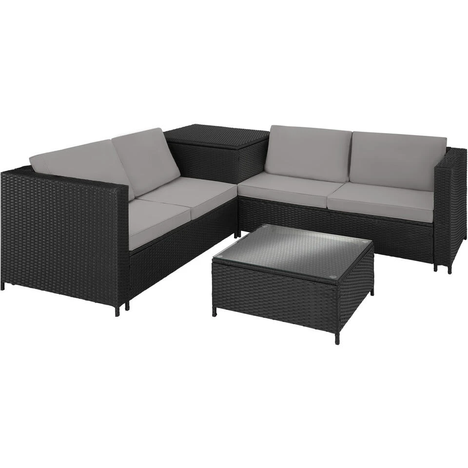 Tectake - Loungeset Siena - Wicker - Zwart 1 Tectake - Loungeset Siena - Wicker - Zwart