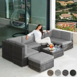 Tectake - Loungeset Venetië - Wicker - Zwart -VIDAXL Verkoop 1000077864 0101