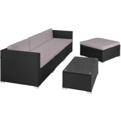 Tectake - Loungeset Florenz - Wicker - Zwart -VIDAXL Verkoop 1000077867 0103