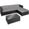 Tectake - Loungeset Florenz - Wicker - Zwart