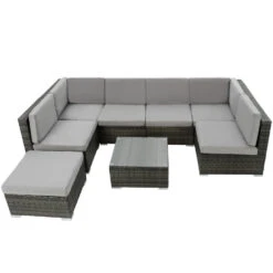 Tectake - Loungeset Venetië - Wicker - Grijs -VIDAXL Verkoop 1000077868 0102