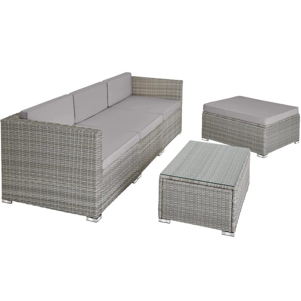 Tectake - Loungeset Florenz - Wicker - Grijs 4 Tectake - Loungeset Florenz - Wicker - Grijs - Afbeelding 4