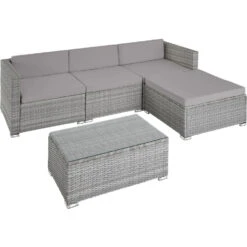 Tectake - Loungeset Florenz - Wicker - Grijs
