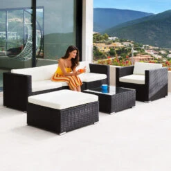 Tectake - Loungeset Milaan - Wicker - Lichtgrijs 5 Tectake - Loungeset Milaan - Wicker - Lichtgrijs -VIDAXL Verkoop 1000077877 0101