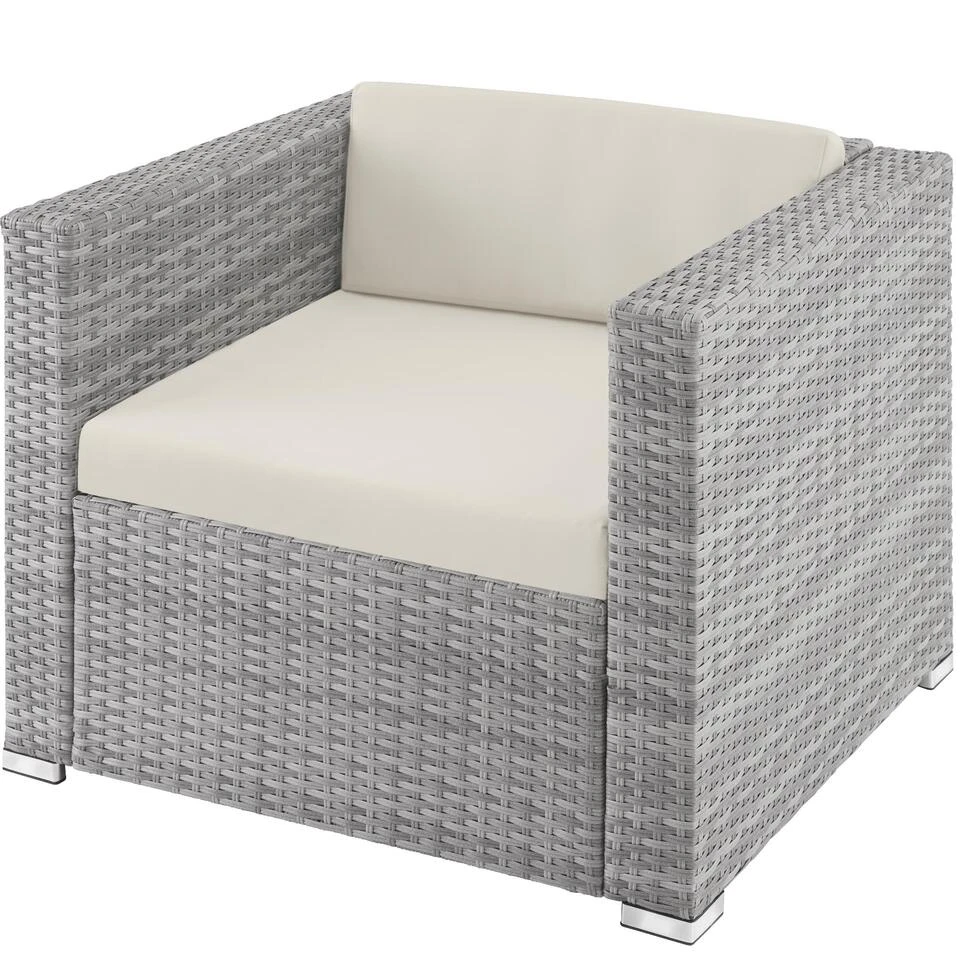 Tectake - Loungeset Milaan - Wicker - Lichtgrijs 3 Tectake - Loungeset Milaan - Wicker - Lichtgrijs - Afbeelding 3