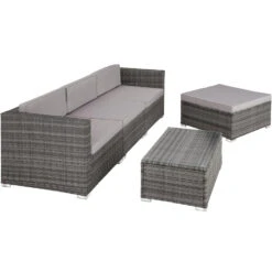 Tectake - Loungeset Florenz - Wicker - Grijs -VIDAXL Verkoop 1000077881 0103