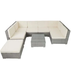 Tectake - Loungeset Venetië - Wicker - Lichtgrijs -VIDAXL Verkoop 1000077897 0102