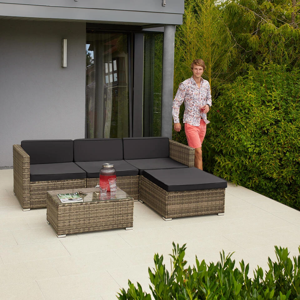 Tectake - Loungeset Florenz - Wicker - Naturel 2 Tectake - Loungeset Florenz - Wicker - Naturel - Afbeelding 2