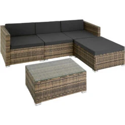 Tectake - Loungeset Florenz - Wicker - Naturel