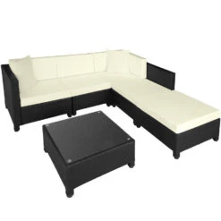 Tectake - Loungeset Met Tafel - Incl. 2 Overtreksets - Zwart -VIDAXL Verkoop 1000077903 0102