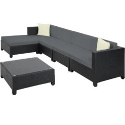 Tectake - Loungeset Met Tafel - Incl. 2 Overtreksets - Zwart -VIDAXL Verkoop 1000077903 0103