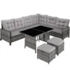 Tectake - Wicker Zitgroep Barletta - Grijs/lichtgrijs