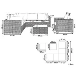 Beliani Loungeset CONTARE - Grijs - 6-delig -VIDAXL Verkoop 1000079570 0102