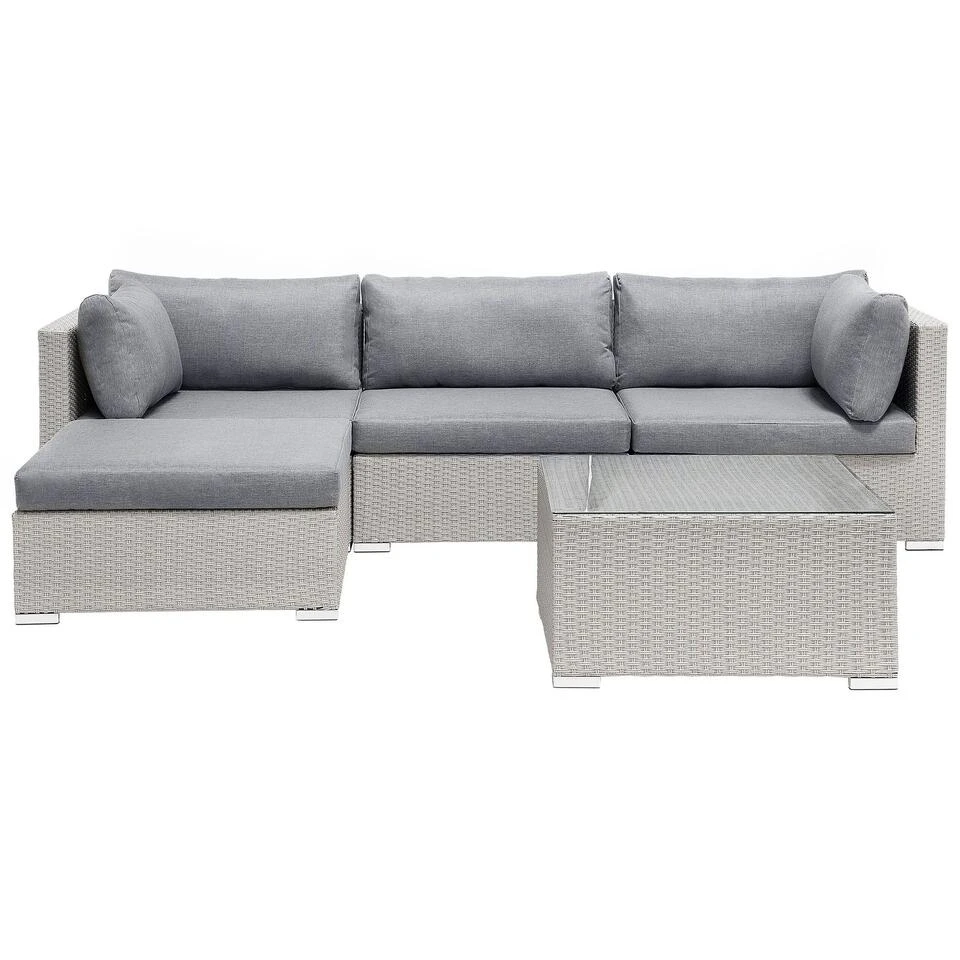 Beliani Loungeset SANO - Grijs - 5-delig 1 Beliani Loungeset SANO - Grijs - 5-delig