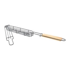 Krumble Grillmand Langwerpig BBQ RVS En Hout - Zwart - Set Van 2 -VIDAXL Verkoop 1000081344 0103