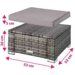 Tectake - Wicker Zitkruk -grijs- 53 X 53 X 26 Cm -VIDAXL Verkoop 1000083108 0103