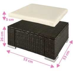 Tectake - Wicker Zitkruk Bruin Mix - 53 X 53 X 26 Cm -VIDAXL Verkoop 1000083109 0103