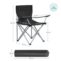 ACAZA Set Van 2 Opvouwbare Campingstoelen - Zwart -VIDAXL Verkoop 1000085328 0103