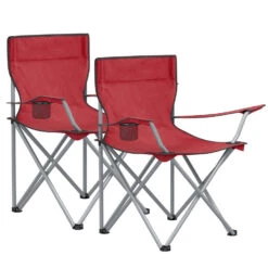 ACAZA Set Van 2 Opvouwbare Campingstoelen - Rood