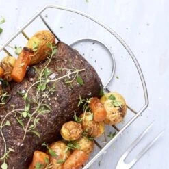 Orange85 Spareribs Rek Vleeshouder Bbq RVS Zilver Omkeerbaar -VIDAXL Verkoop 1000085826 0111