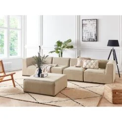 Beliani Loungeset AREZZO - Beige Polyester -VIDAXL Verkoop 1000086353 0103