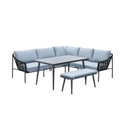 Garden Impressions Ashton Lounge Dining Set Rechts - Zwart Rotan
