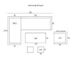 Garden Impressions Alora Lounge Dining Set 5-delig L-donker Grijs -VIDAXL Verkoop 1000087000 0103