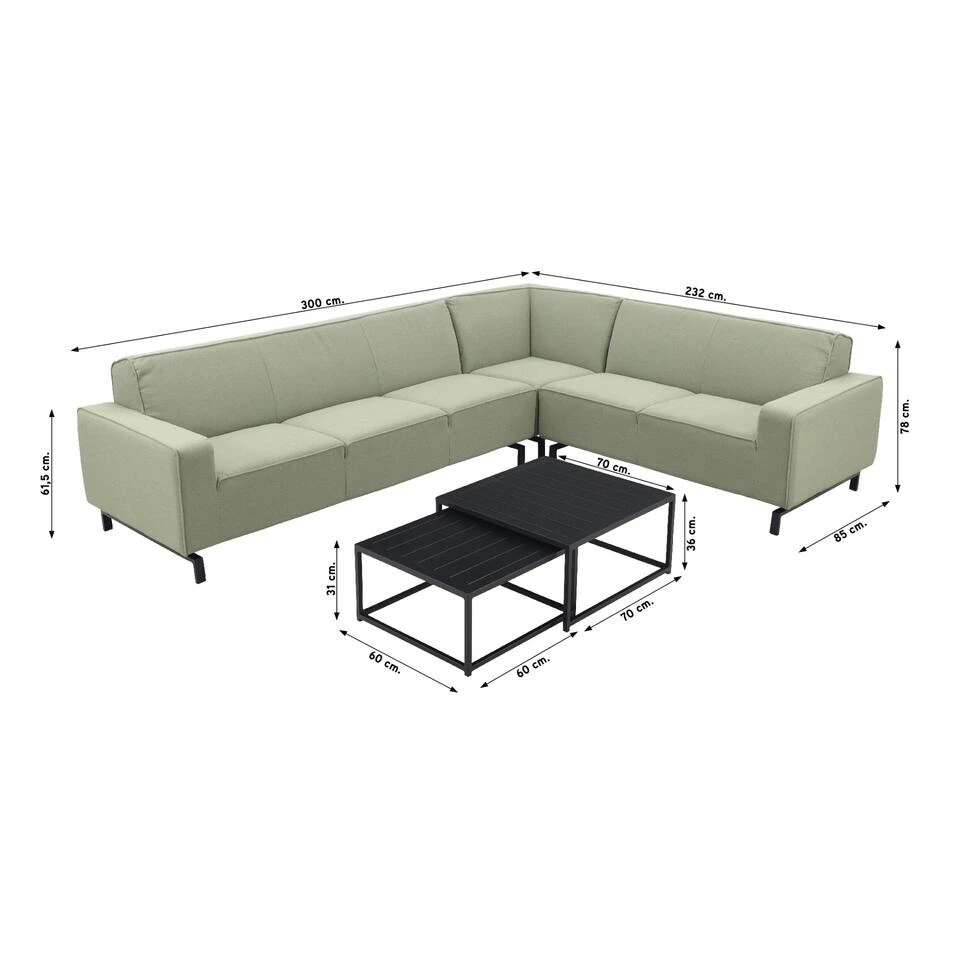 VDG Boavista/Royalty Loungeset - Hoekbank Rechts - Heritage Leaf - 5-delig 2 VDG Boavista/Royalty Loungeset - Hoekbank Rechts - Heritage Leaf - 5-delig - Afbeelding 2