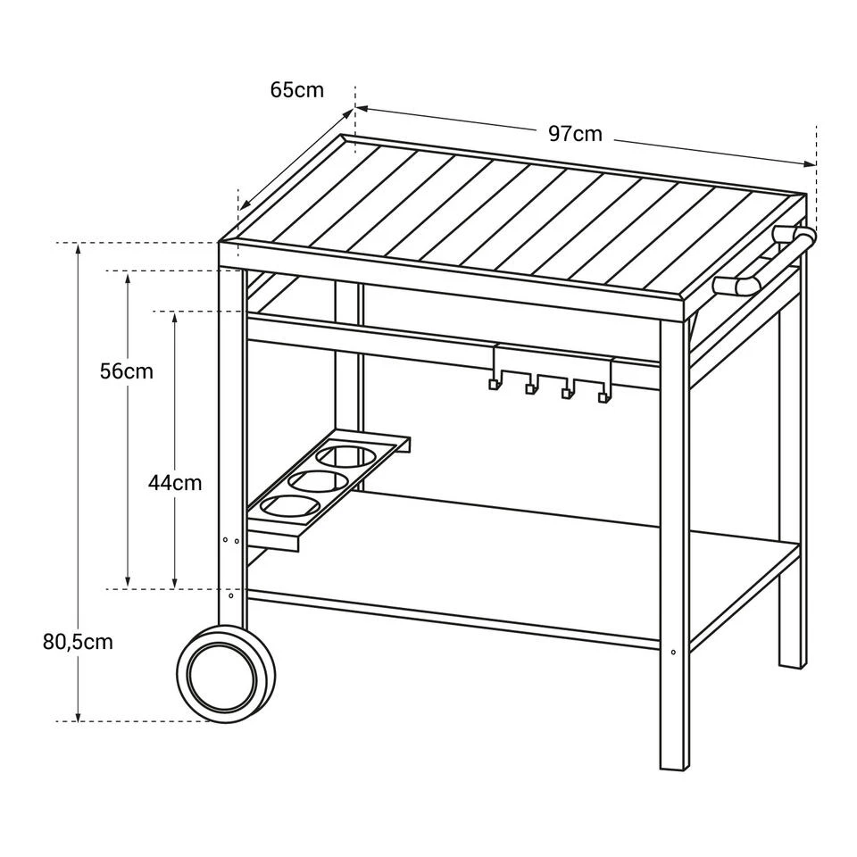 Happy Garden Trolleys AVEIRO - Zwart - Staal 4 Happy Garden Trolleys AVEIRO - Zwart - Staal - Afbeelding 4