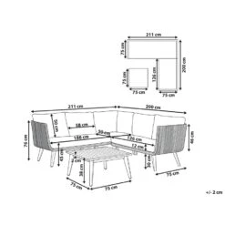 Beliani Zitgroep ALCAMO - Beige Acaciahout -VIDAXL Verkoop 1000098533 0102