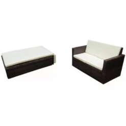 VidaXL 2-delige Loungeset Met Kussens Poly Rattan Bruin -VIDAXL Verkoop 1126d3ee4a3744eab20450a13e11d59f
