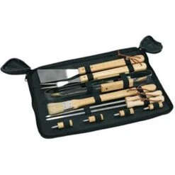 Merkloos Barbecue Gereedschapset - 10 Delig - RVS Met Houten Handgrepen -VIDAXL Verkoop 1231604508 0101