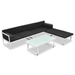 VidaXL 4-delige Loungeset Met Kussens Aluminium Zwart