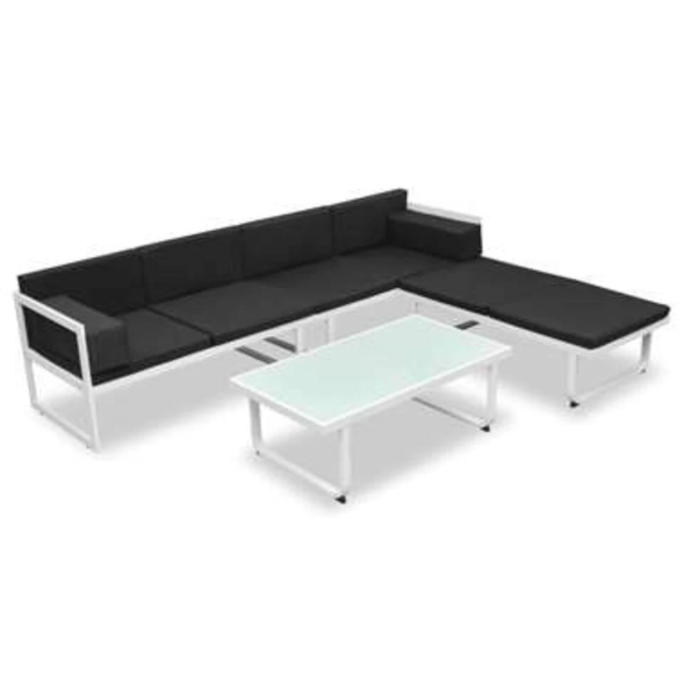 VidaXL 4-delige Loungeset Met Kussens Aluminium Zwart 1 VidaXL 4-delige Loungeset Met Kussens Aluminium Zwart