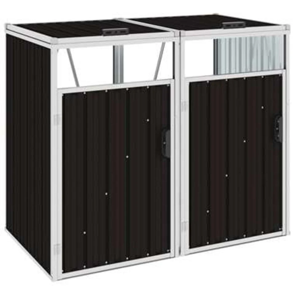 VidaXL Afvalbakberging Dubbel 143x81x121 Cm Staal Bruin 1 VidaXL Afvalbakberging Dubbel 143x81x121 Cm Staal Bruin