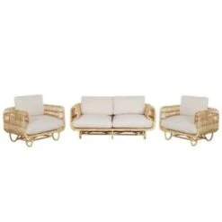 Beliani DOLCEDO Loungeset - Natuurlijk Rotan - 3-delig