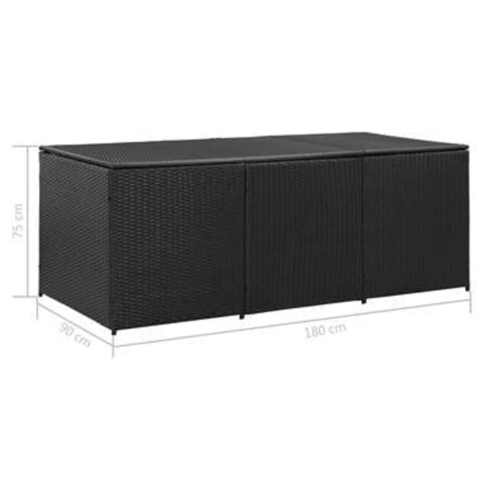VidaXL Tuinbox 180x90x75 Cm Poly Rattan Zwart 3 VidaXL Tuinbox 180x90x75 Cm Poly Rattan Zwart - Afbeelding 3