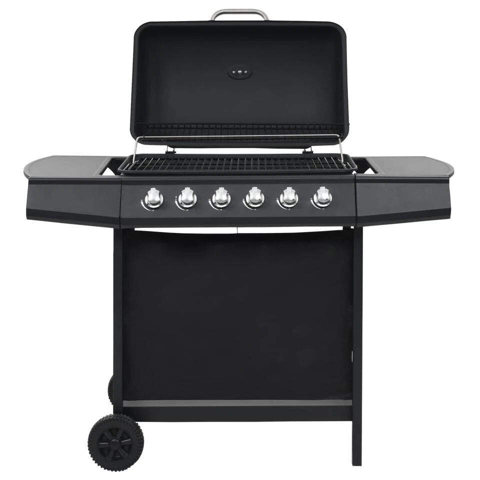 VidaXL Gasbarbecue Met 6 Kookzones Staal Zwart 1 VidaXL Gasbarbecue Met 6 Kookzones Staal Zwart