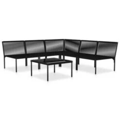 VidaXL 6-delige Loungeset Met Kussens PVC Zwart 6 VidaXL 6-delige Loungeset Met Kussens PVC Zwart -VIDAXL Verkoop 1852163902 0102