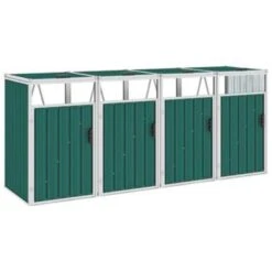 VidaXL Afvalbakberging Vierdubbel 286x81x121 Cm Staal Groen