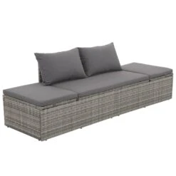 VidaXL Tuinbed 195x60 Cm Poly Rattan Grijs
