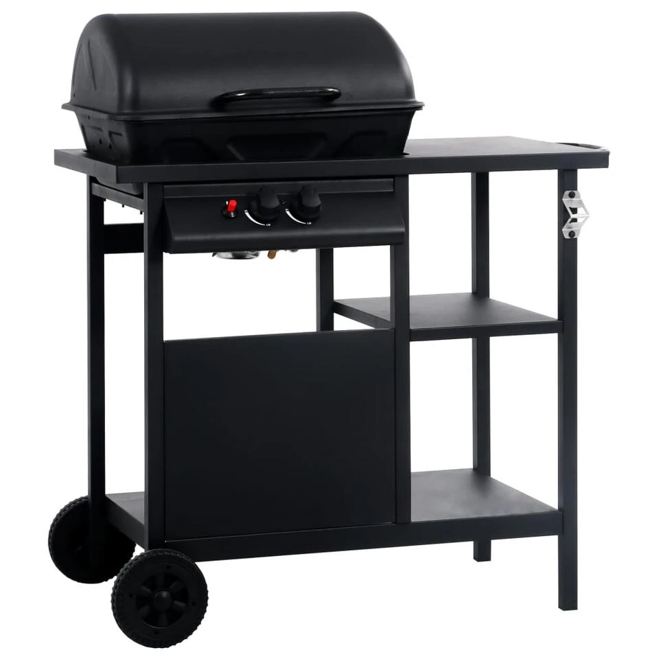 VidaXL Gasbarbecue Met 3-laags Zijtafel Zwart 1 VidaXL Gasbarbecue Met 3-laags Zijtafel Zwart