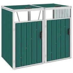 VidaXL Afvalbakberging Dubbel 143x81x121 Cm Staal Groen