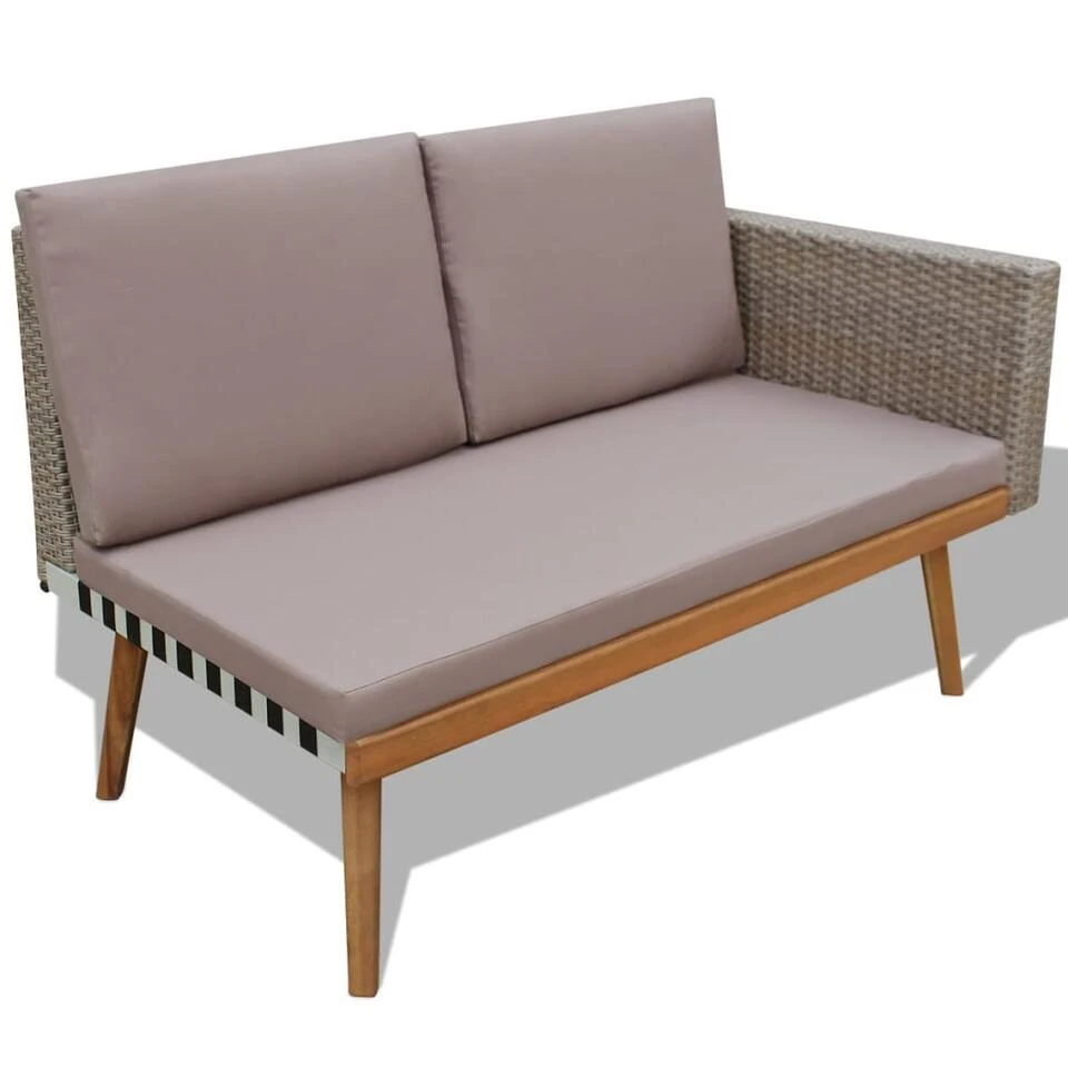 VidaXL 4-delige Loungeset Met Kussens Poly Rattan Grijs 3 VidaXL 4-delige Loungeset Met Kussens Poly Rattan Grijs - Afbeelding 3